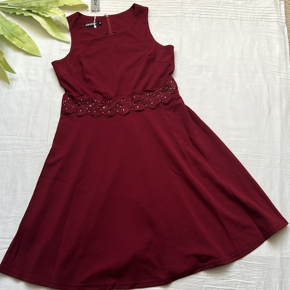 NWT Owin Women's Vintage Floral Lace Flared A-Line Swing Casual Dress - Picture 3 of 7